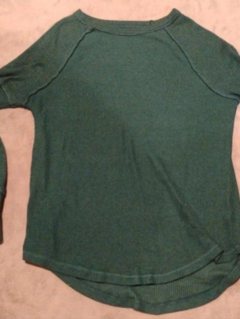 SO Hunter Green Ribbed Thermal Long Sleeve Top - Size M